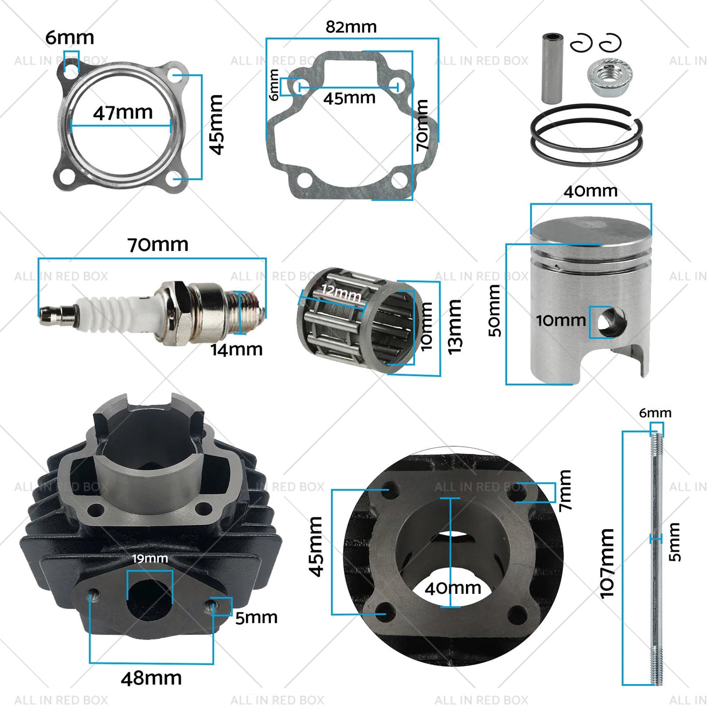 Rebuild Head Bore Barrel Cylinder Piston Kit Suitable for Yamaha PW50 PEEWEE50-4