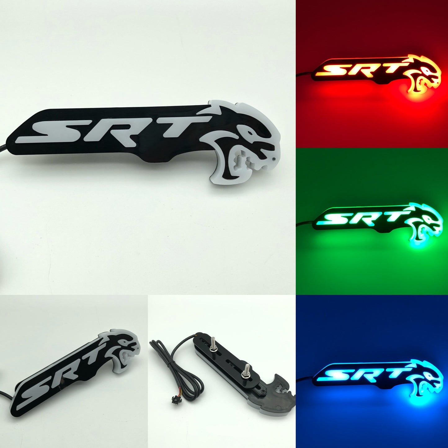 SRT Hellcat LED Logo – Multicolor RGB Illuminated Badge with Color Chasing LEDs,& Multiple Color-Chasing Effects-0