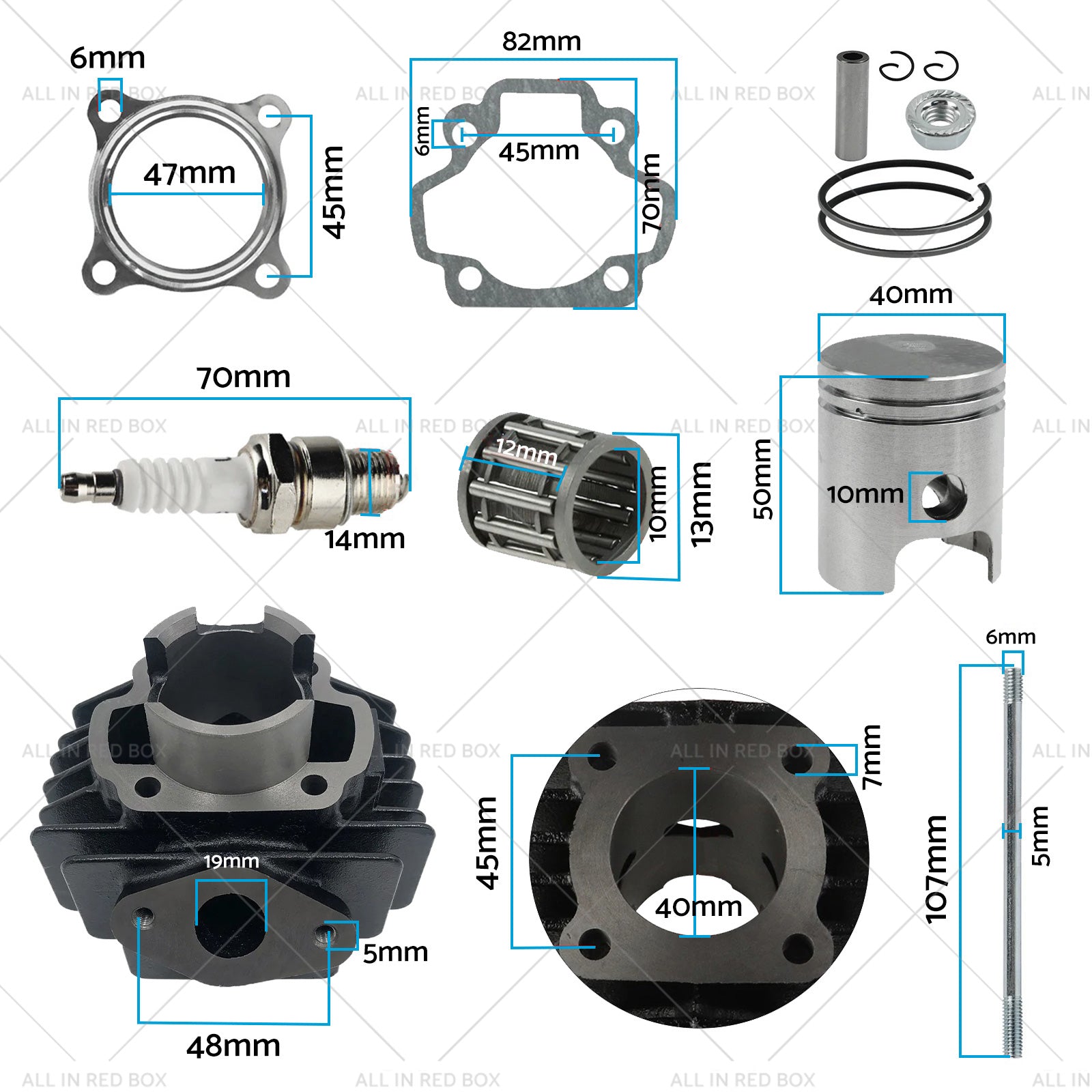 Rebuild Head Bore Barrel Cylinder Piston Kit Suitable for Yamaha PW50 PEEWEE50-4